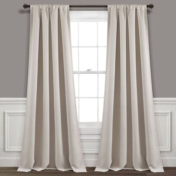 Open Box - Lush Decor - 2pc 108"x52" Pocket Blackout Window Curtain Panels Wheat - Picture 1 of 5